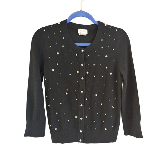 Kate Spade Night Sky Black Wool Rhinestone Cardigan - Small - Picture 2 of 5